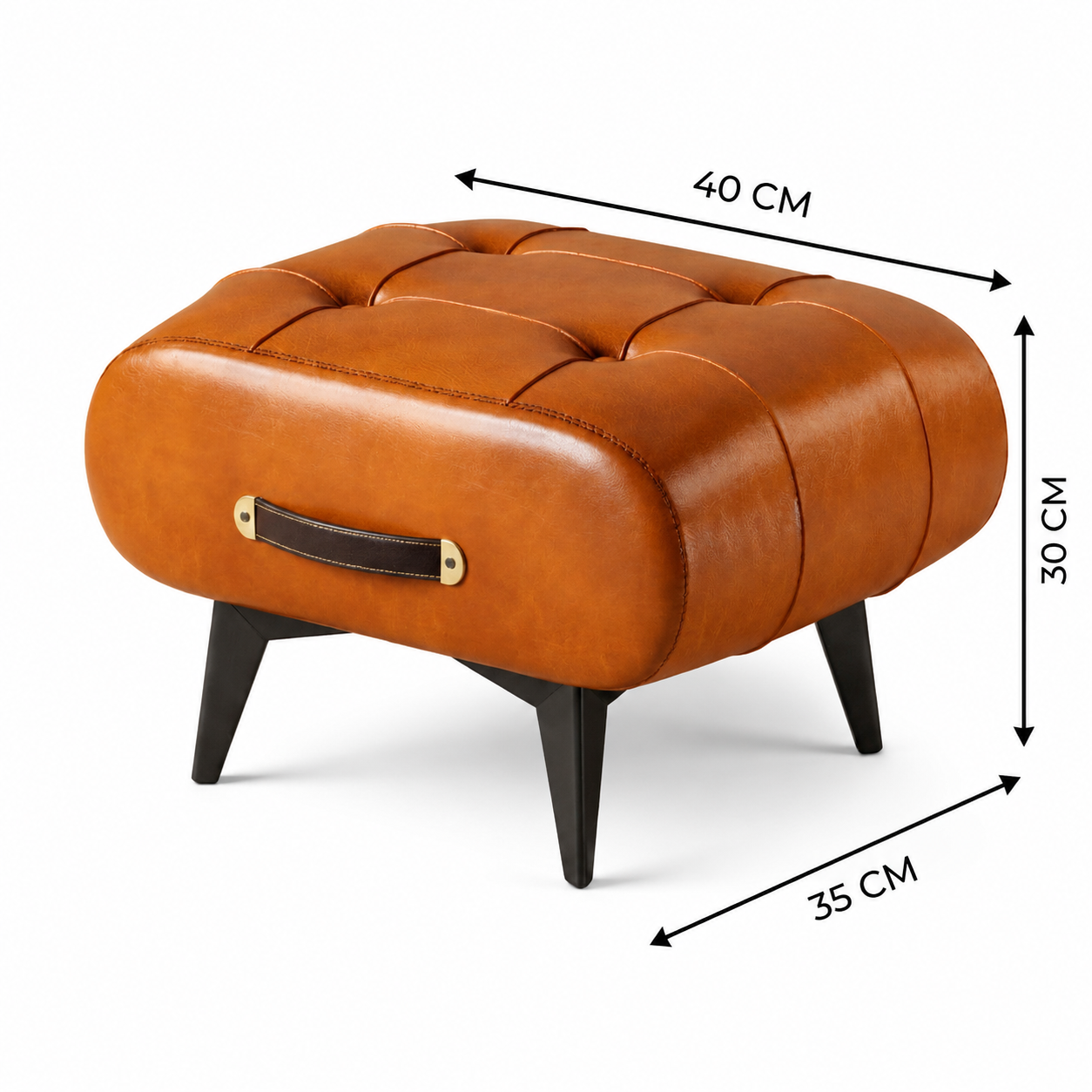 Pouf design cuir noir