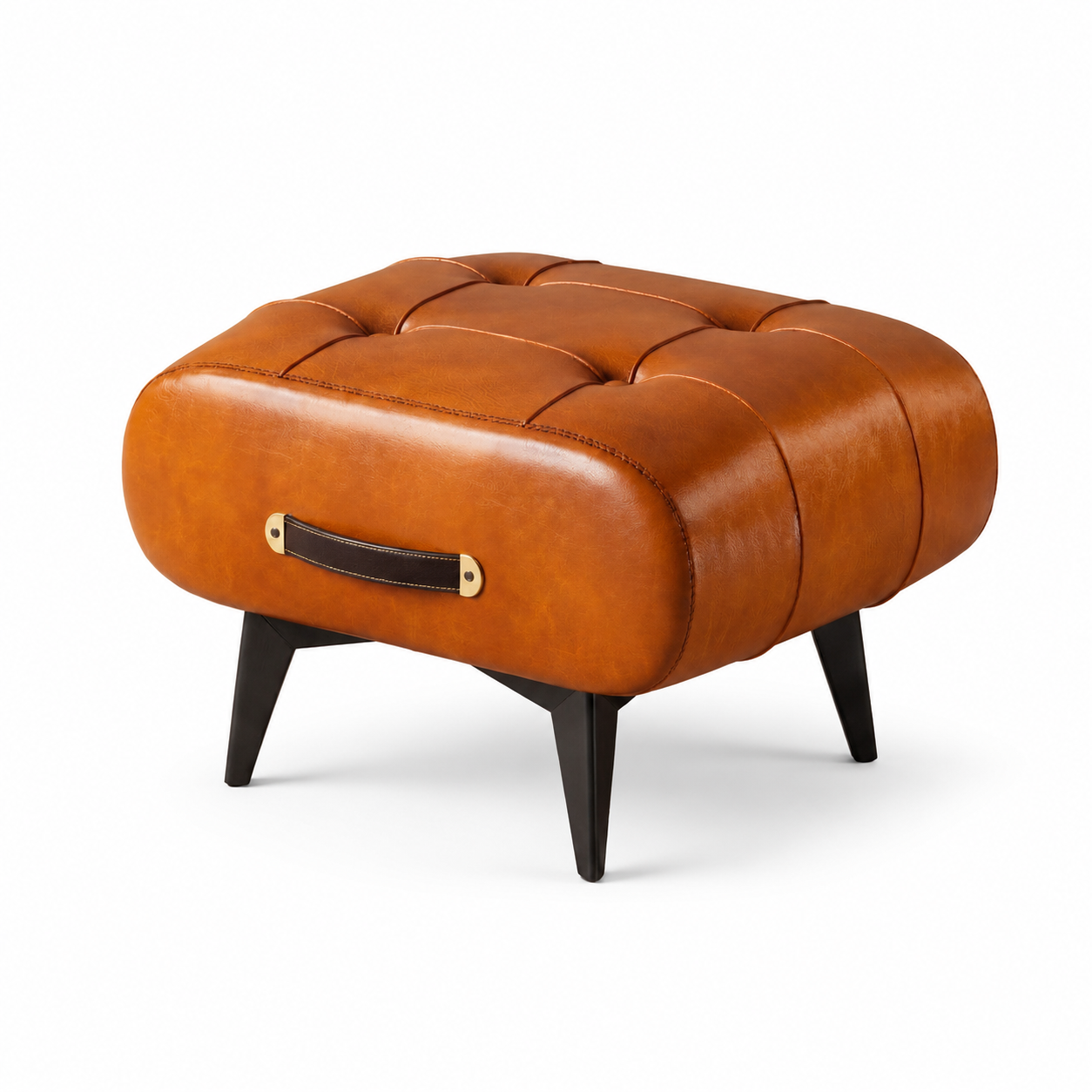 Pouf design cuir noir