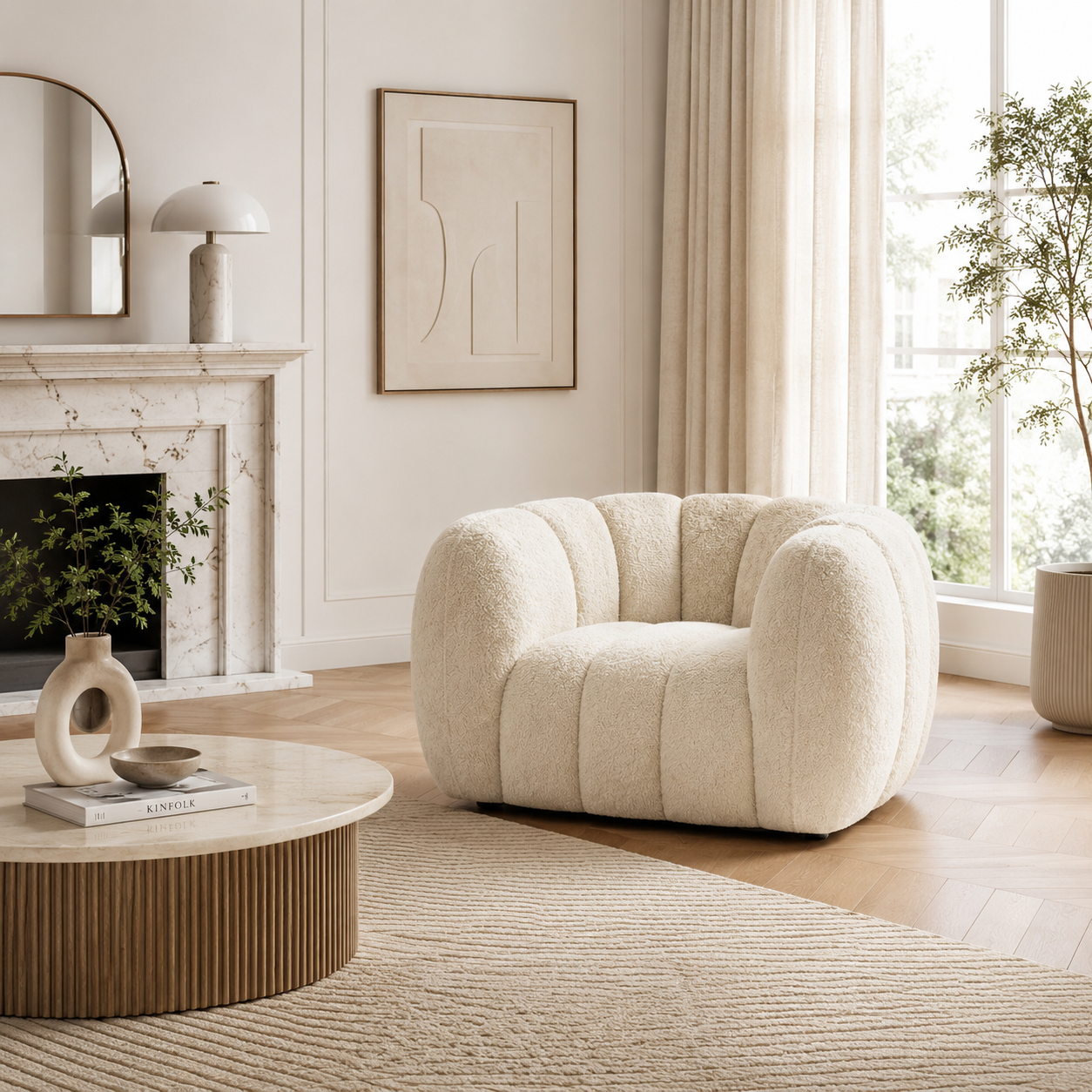 Fauteuil pouf bouclette