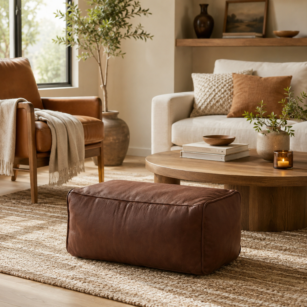 Pouf repose-pied simili cuir