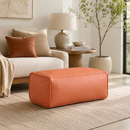 Pouf repose pied cuir
