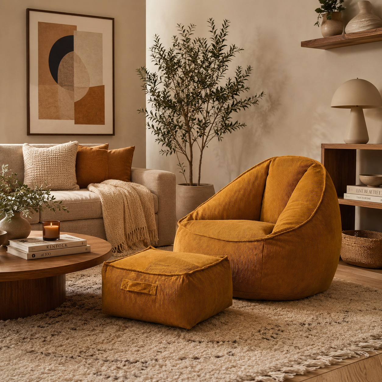Fauteuil pouf velours