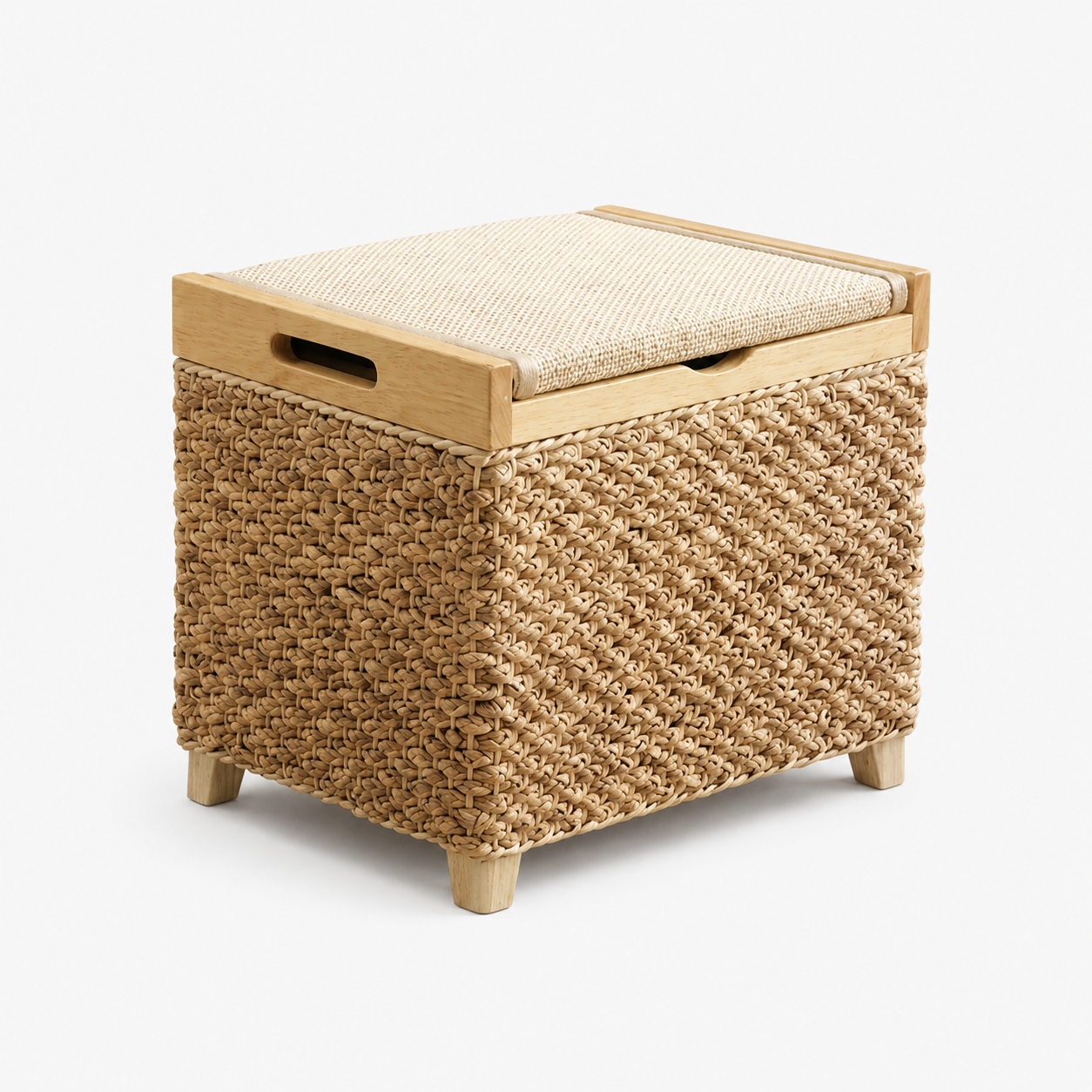 Pouf rangement bois
