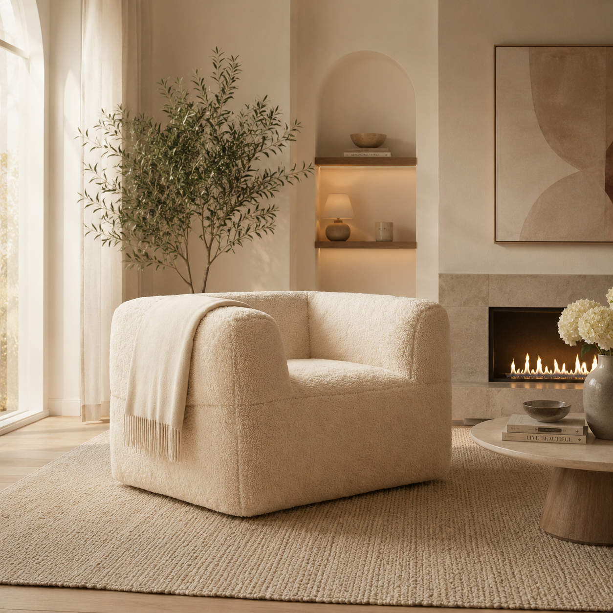 Fauteuil pouf fourrure