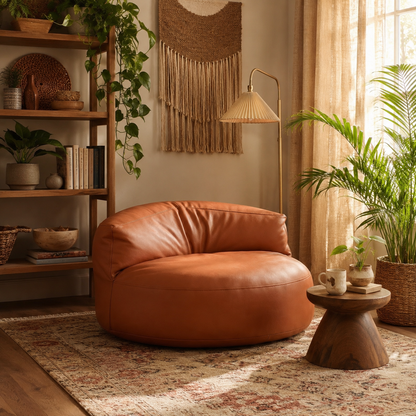 Pouf fauteuil salon similicuir