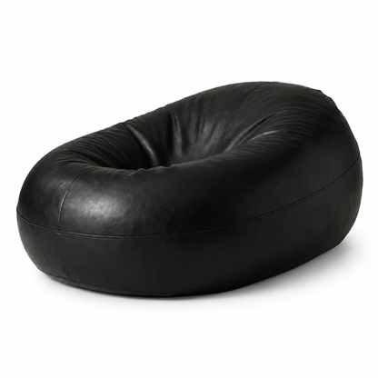 Pouf rond en cuir