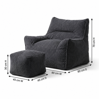 Fauteuil avec pouf intégré