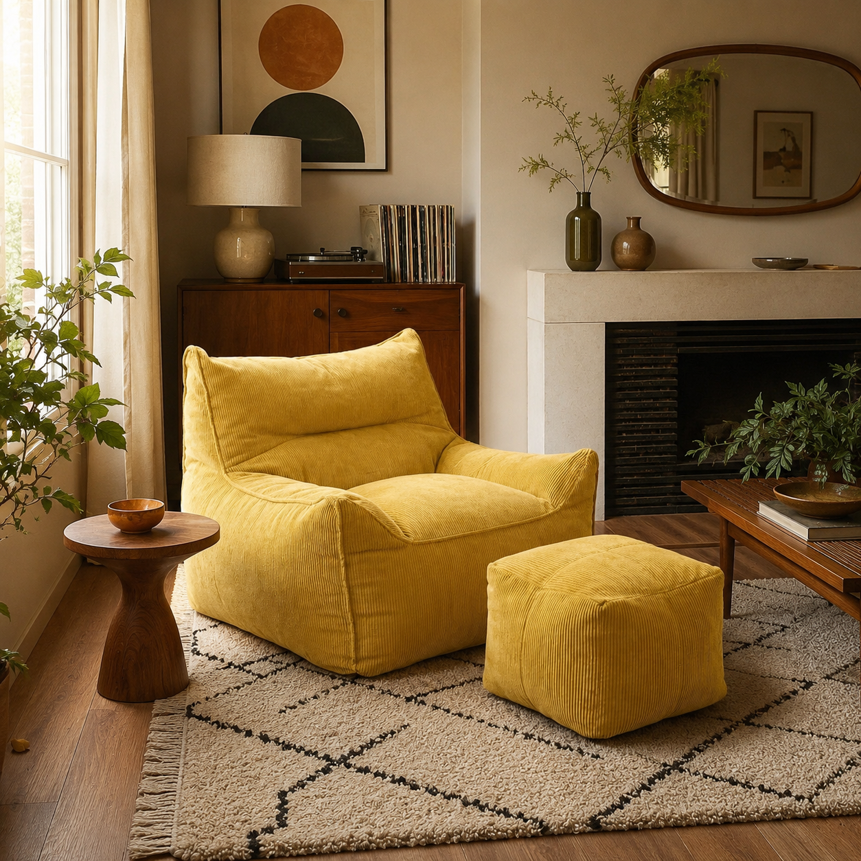 Fauteuil avec pouf intégré