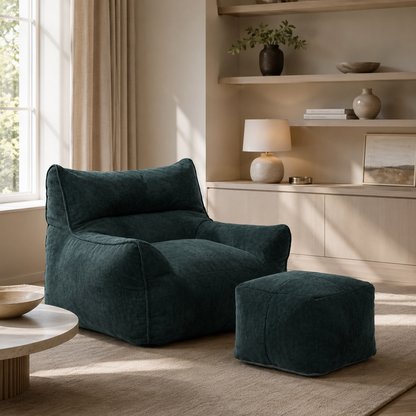 Fauteuil avec pouf intégré