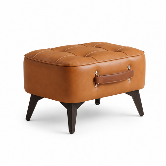 Pouf design cuir marron