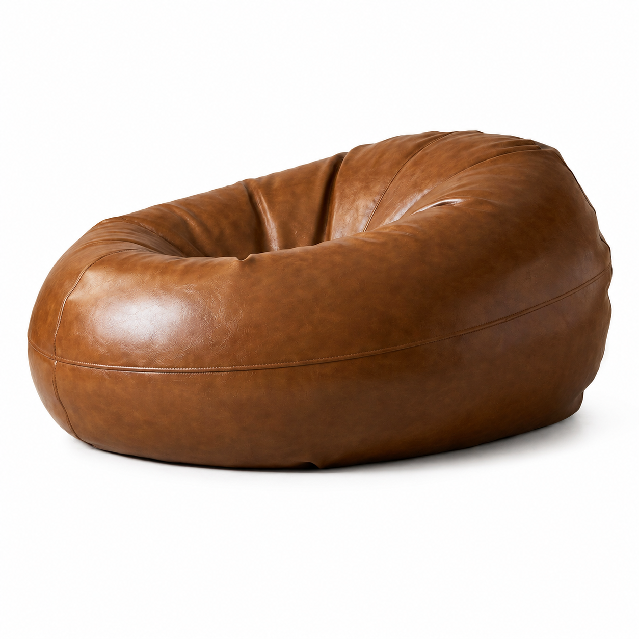Pouf rond en cuir